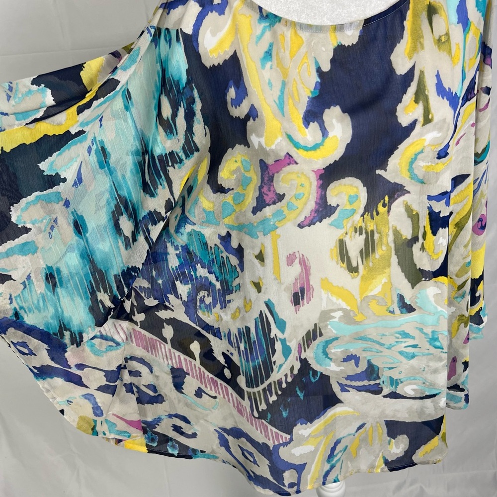 NWT Chico’s hand-painted paisley Chianti sheer poncho in Nocturne Navy. - Picture 2 of 10